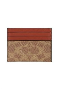 Coach Portefeuilles Flat Card Case In Signature Brown -Coach Verkoop 230f45d9d2c5b6c5e796acf9724c753e