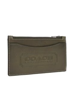 Coach Portefeuilles Leather Card Holder Green -Coach Verkoop 4040e43cc240f9564372ba7f4057d9e3