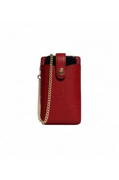 Coach Koptelefoons Turnlock Chain Phone Bag Red