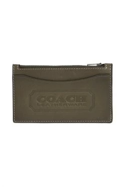 Coach Portefeuilles Leather Card Holder Green -Coach Verkoop bd03d58fe59927dee6572660ad849af9