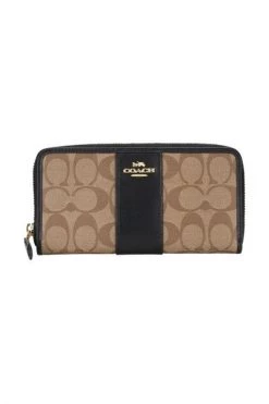 Coach Portefeuilles Signature Accordion Zip Around Wallet Brown -Coach Verkoop c00c3b3a1c0644ba6eb15be85963ad6c