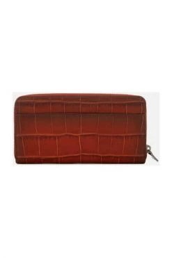 Coach Portefeuilles Accordion Croc Wallet Brown -Coach Verkoop d79c41d973738dbf7f9b7728b339d8d0